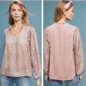 Anthropologie Pink Leopard Blouse (M)